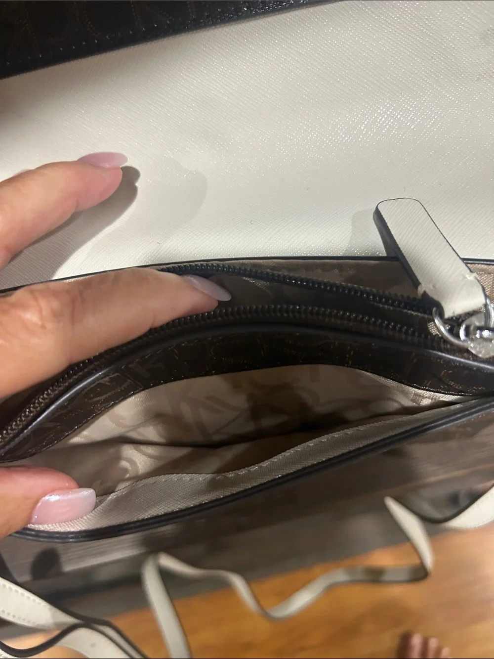 Calvin Klein Brown Logo Crossbody with White Strap